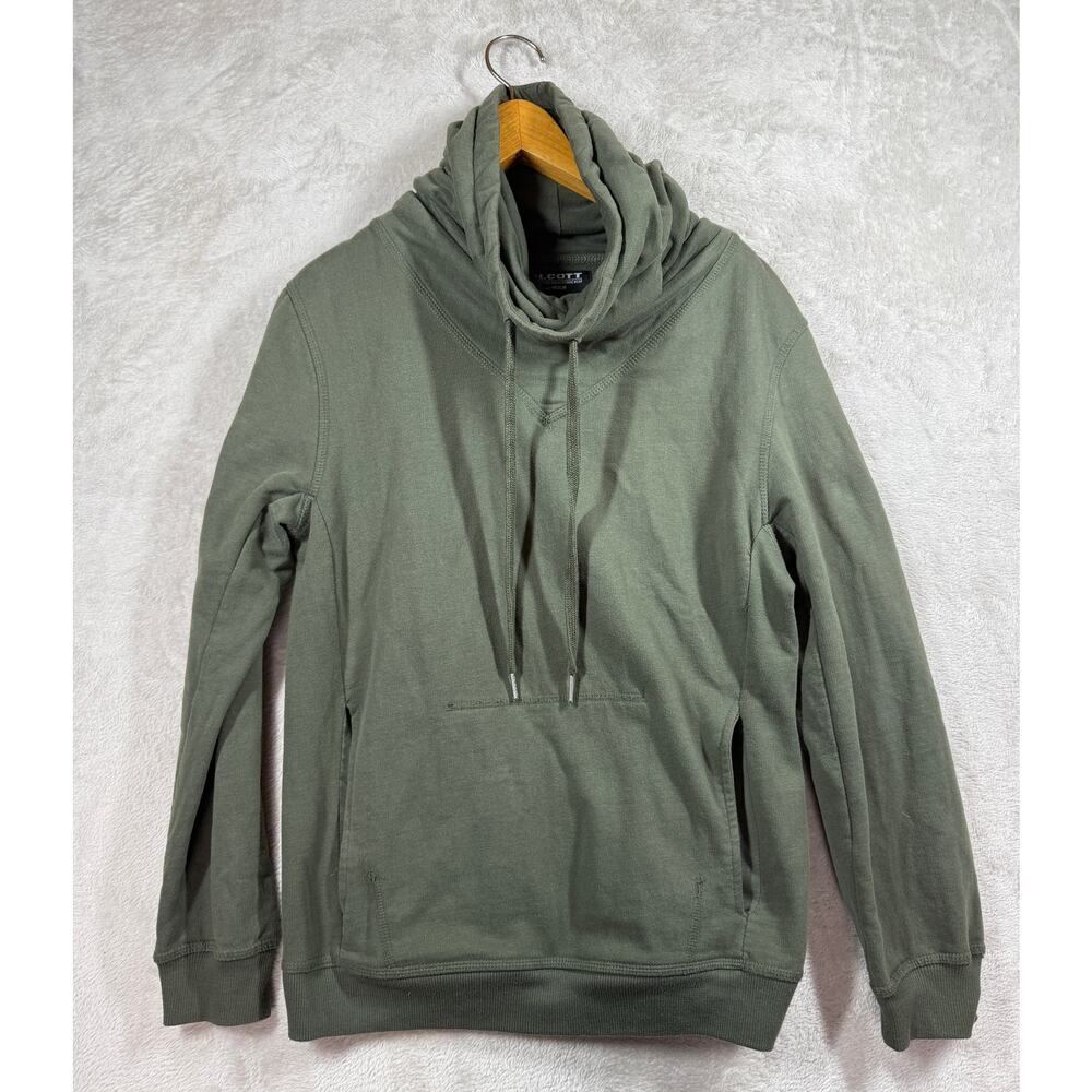 ALCOTT Streatwear Turtleneck Hoodie Olive Green Mens Size Medium Pullover